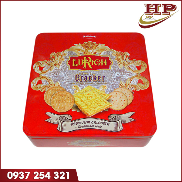 Hộp kim loại đựng bánh vuông